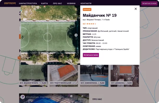 Sportresurs is the first map of sports-related objects in Lviv