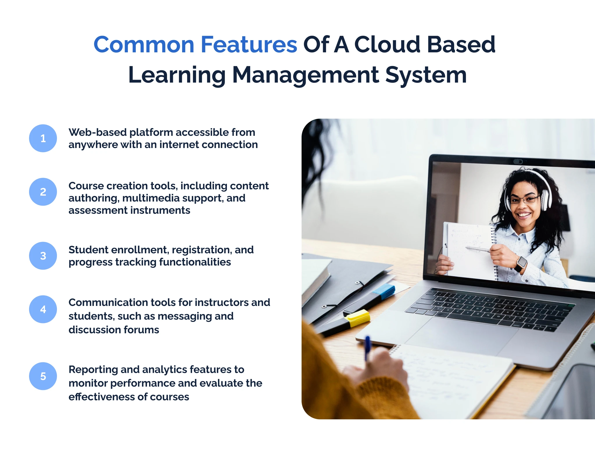 Common features of a cloud-based learning management system